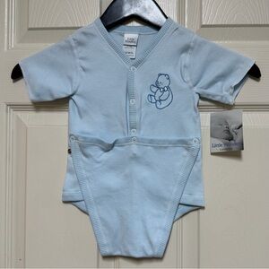 Little Wonders Light Blue Teddy Embroidered One-Piece Bodysuit